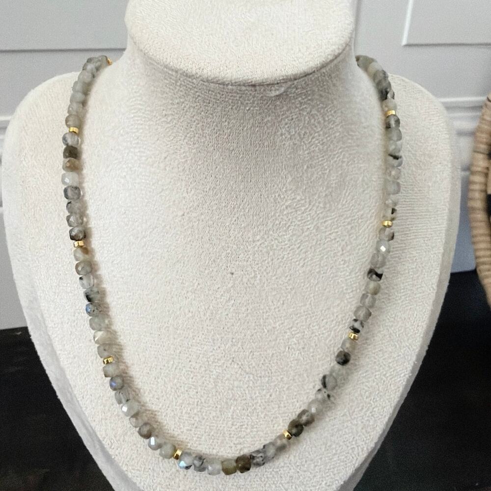 Second Bloom Studio Artisan Made Labradorite Necklace 17.75" Gold Magnetic